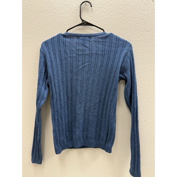 Vintage Bugle Boy Collection for Her Sweater Size Small Blue V- Neck Long Sleeve - Picture 3 of 4